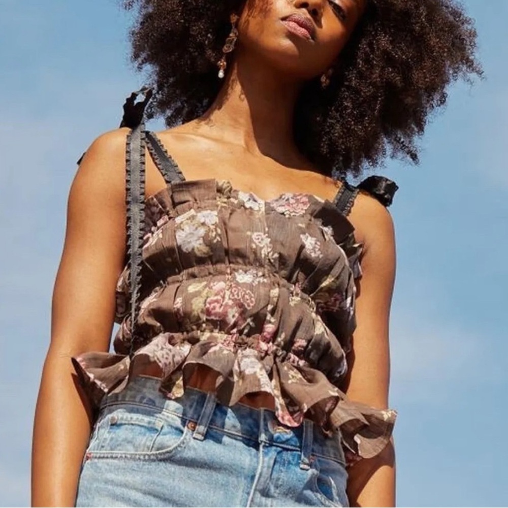 NWT H&M x Brock Collection floral sleeveless blouse XXL